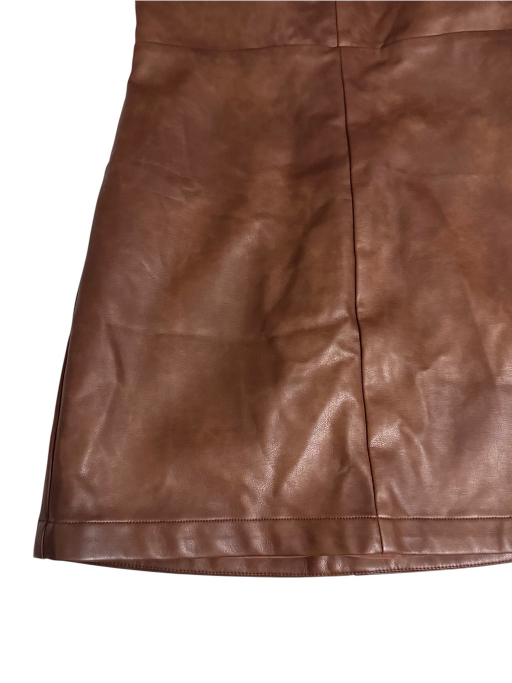 Tularosa Size Small Brown Faux Leather Becca Mini Dress Halter Sleeveless Party - Picture 4 of 8